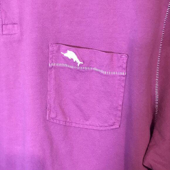 Tommy Bahama 100% Pima Cotton Golf Polo Men's XL Plum 1/4 Button Preppy Shirt - Picture 5 of 12